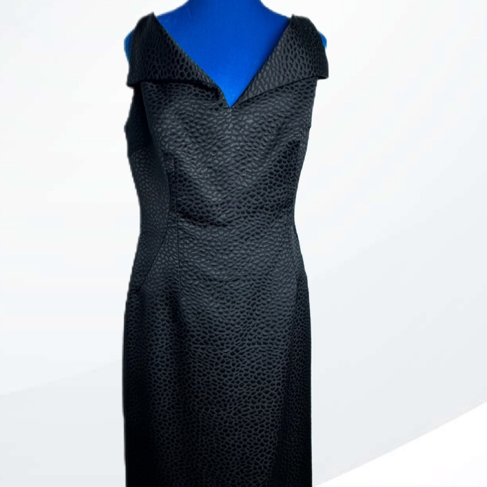 Chic Black animal Print Textured Dress Size 14